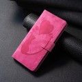 For iPhone 15 Pro Max Pen Heart Cat Embossed Leather Phone Case(Pink)