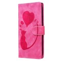 For iPhone 15 Pro Max Pen Heart Cat Embossed Leather Phone Case(Pink)