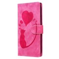 For iPhone 15 Pro Pen Heart Cat Embossed Leather Phone Case(Pink)