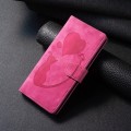 For iPhone 15 Plus Pen Heart Cat Embossed Leather Phone Case(Pink)