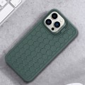 For iPhone 15 Pro Max Honeycomb Radiating Lens Holder TPU Phone Case(Green)