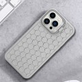 For iPhone 15 Pro Honeycomb Radiating Lens Holder TPU Phone Case(Grey)