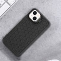 For iPhone 15 Plus Honeycomb Radiating Lens Holder TPU Phone Case(Black)
