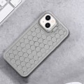 For iPhone 15 Plus Honeycomb Radiating Lens Holder TPU Phone Case(Grey)