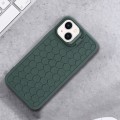 For iPhone 15 Honeycomb Radiating Lens Holder TPU Phone Case(Green)