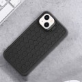 For iPhone 14 Honeycomb Radiating Lens Holder TPU Phone Case(Black)