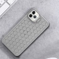 For iPhone 12 Pro Max Honeycomb Radiating Lens Holder TPU Phone Case(Grey)