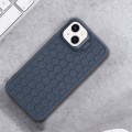 For iPhone 15 Honeycomb Radiating Holder TPU Phone Case with Lanyard(Blue)