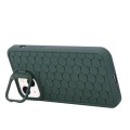 For iPhone 14 Honeycomb Radiating Holder TPU Phone Case with Lanyard(Green)
