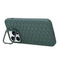 For iPhone 14 Pro Honeycomb Radiating Holder TPU Phone Case with Lanyard(Green)