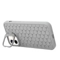 For iPhone 12 Honeycomb Radiating Holder TPU Phone Case with Lanyard(Grey)
