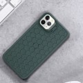 For iPhone 12 Pro Max Honeycomb Radiating Holder TPU Phone Case with Lanyard(Green)