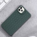 For iPhone 11 Pro Max Honeycomb Radiating Holder TPU Phone Case with Lanyard(Green)