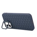 For iPhone 11 Honeycomb Radiating Holder TPU Phone Case with Lanyard(Blue)