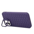 For iPhone 11 Honeycomb Radiating Holder TPU Phone Case with Lanyard(Purple)