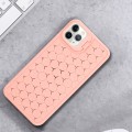 For iPhone 11 Pro Honeycomb Radiating Holder TPU Phone Case with Lanyard(Pink)