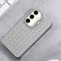 For Samsung Galaxy A55 5G Honeycomb Radiating Holder TPU Phone Case with Lanyard(Grey)