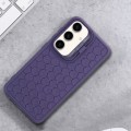 For Samsung Galaxy S23 FE 5G Honeycomb Radiating Holder TPU Phone Case with Lanyard(Purple)