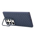 For Samsung Galaxy S23 Ultra 5G Honeycomb Radiating Holder TPU Phone Case with Lanyard(Blue)