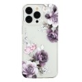 For iPhone 15 Pro Max Colorful Painting Pattern TPU Phone Case(Peony)
