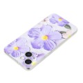 For iPhone 15 Plus Colorful Painting Pattern TPU Phone Case(Purple Flowers)