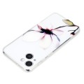 For iPhone 15 Colorful Painting Pattern TPU Phone Case(White Flowers)