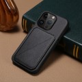For iPhone 15 Pro Max D04 Calf Texture Dual Card Slot Holder Phone Case(Black)