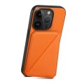 For iPhone 15 Pro Max D04 Calf Texture Dual Card Slot Holder Phone Case(Orange)