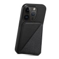 For iPhone 15 Pro D04 Calf Texture Dual Card Slot Holder Phone Case(Black)