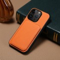 For iPhone 15 Pro D04 Calf Texture Dual Card Slot Holder Phone Case(Orange)