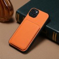 For iPhone 15 Plus D04 Calf Texture Dual Card Slot Holder Phone Case(Orange)