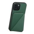 For iPhone 15 D04 Calf Texture Dual Card Slot Holder Phone Case(Green)