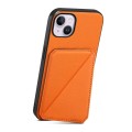 For iPhone 14 Plus D04 Calf Texture Dual Card Slot Holder Phone Case(Orange)