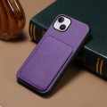 For iPhone 14 Plus D04 Calf Texture Dual Card Slot Holder Phone Case(Purple)
