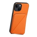 For iPhone 14 D04 Calf Texture Dual Card Slot Holder Phone Case(Orange)
