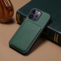 For iPhone 14 Pro Max D04 Calf Texture Dual Card Slot Holder Phone Case(Green)