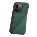 For iPhone 14 Pro Max D04 Calf Texture Dual Card Slot Holder Phone Case(Green)