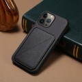 For iPhone 13 Pro Max D04 Calf Texture Dual Card Slot Holder Phone Case(Black)