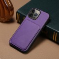 For iPhone 13 Pro Max D04 Calf Texture Dual Card Slot Holder Phone Case(Purple)