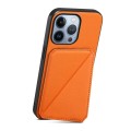 For iPhone 13 Pro D04 Calf Texture Dual Card Slot Holder Phone Case(Orange)