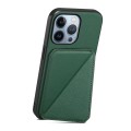 For iPhone 13 Pro D04 Calf Texture Dual Card Slot Holder Phone Case(Green)