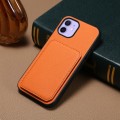 For iPhone 12 D04 Calf Texture Dual Card Slot Holder Phone Case(Orange)