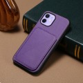 For iPhone 12 D04 Calf Texture Dual Card Slot Holder Phone Case(Purple)