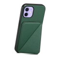 For iPhone 12 D04 Calf Texture Dual Card Slot Holder Phone Case(Green)