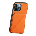 For iPhone 12 Pro Max D04 Calf Texture Dual Card Slot Holder Phone Case(Orange)