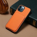 For iPhone 12 Pro D04 Calf Texture Dual Card Slot Holder Phone Case(Orange)