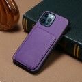 For iPhone 12 Pro D04 Calf Texture Dual Card Slot Holder Phone Case(Purple)