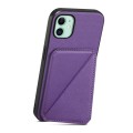 For iPhone 11 D04 Calf Texture Dual Card Slot Holder Phone Case(Purple)