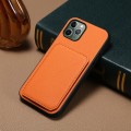 For iPhone 11 Pro D04 Calf Texture Dual Card Slot Holder Phone Case(Orange)