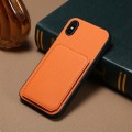 For iPhone X / XS D04 Calf Texture Dual Card Slot Holder Phone Case(Orange)